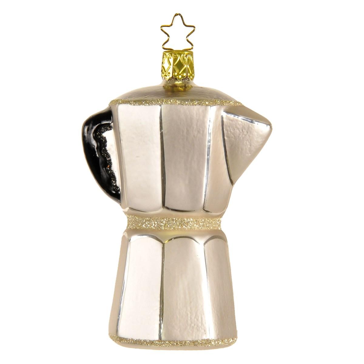 Pallina natalizia vetro collezione caffettiera 9 cm