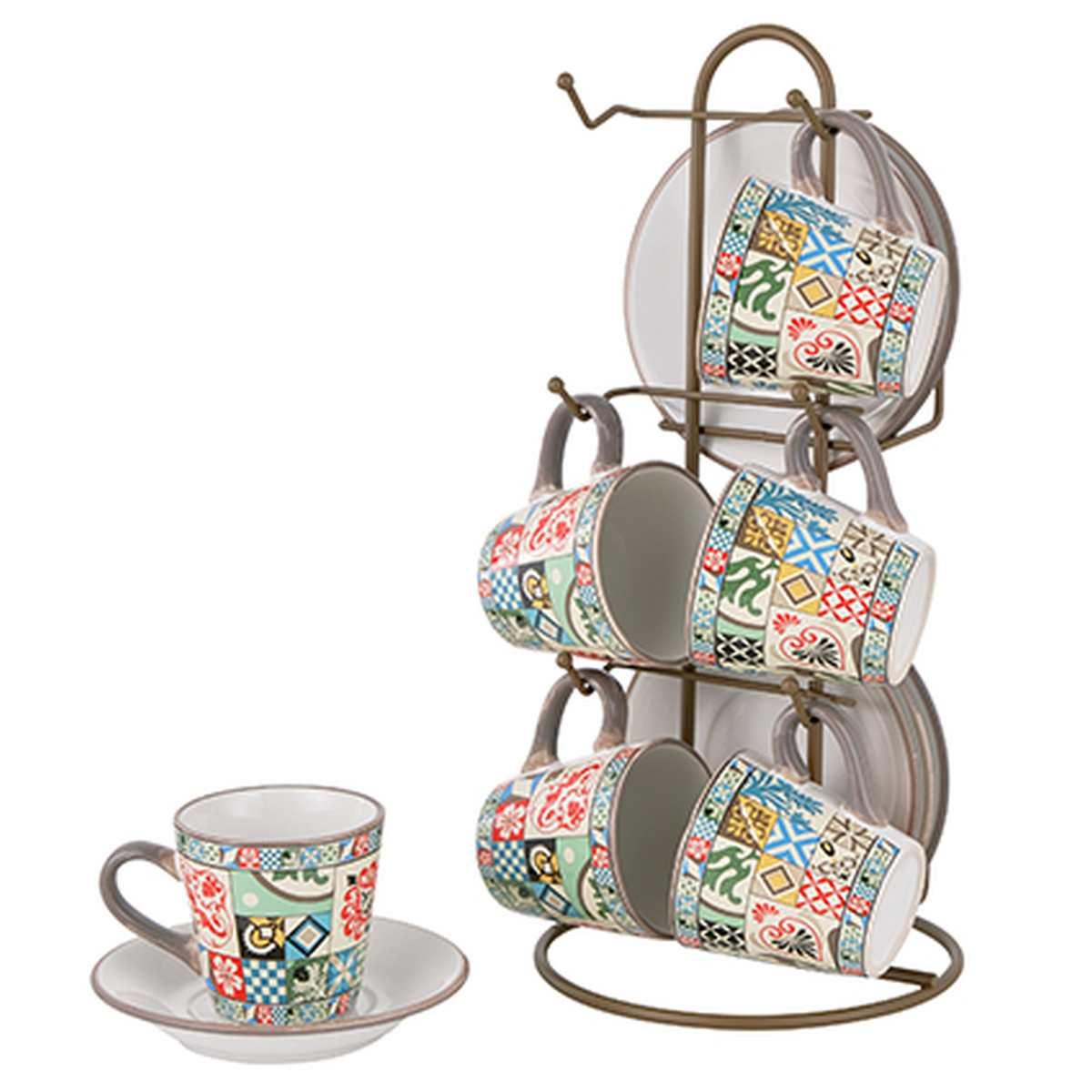 Tazzine Caffè Set pz.6 Porcellana Positano con Supporto | Montemaggi