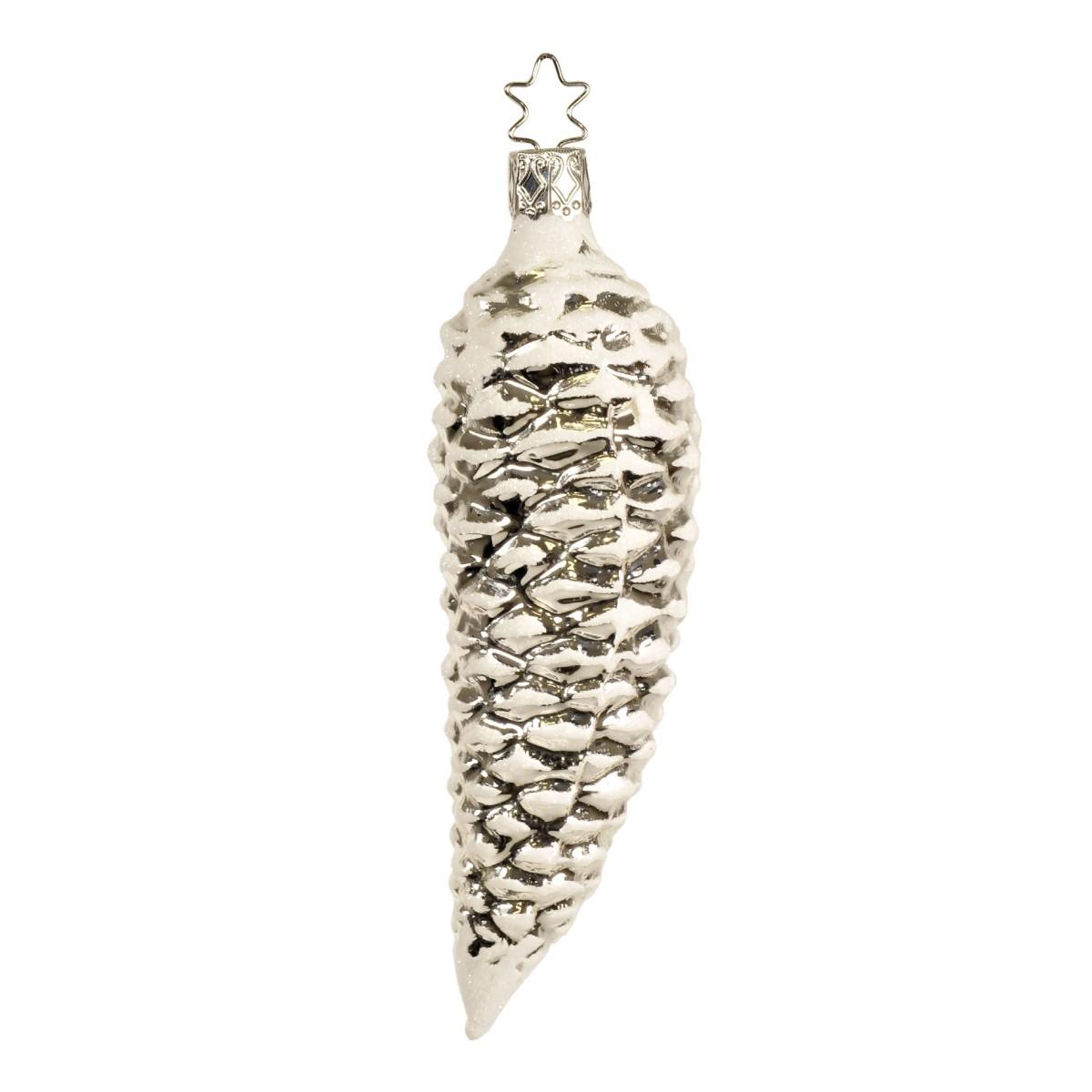 Pallina natalizia vetro collezione pigna argento 14 cm