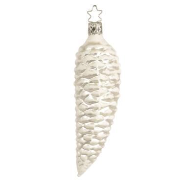 Pallina natalizia vetro collezione pigna argento 14 cm
