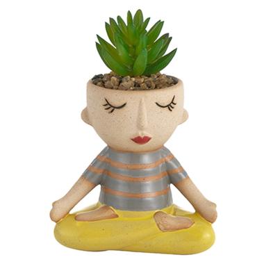 Vaso ceramica bimbo yoga pianta 18 cm