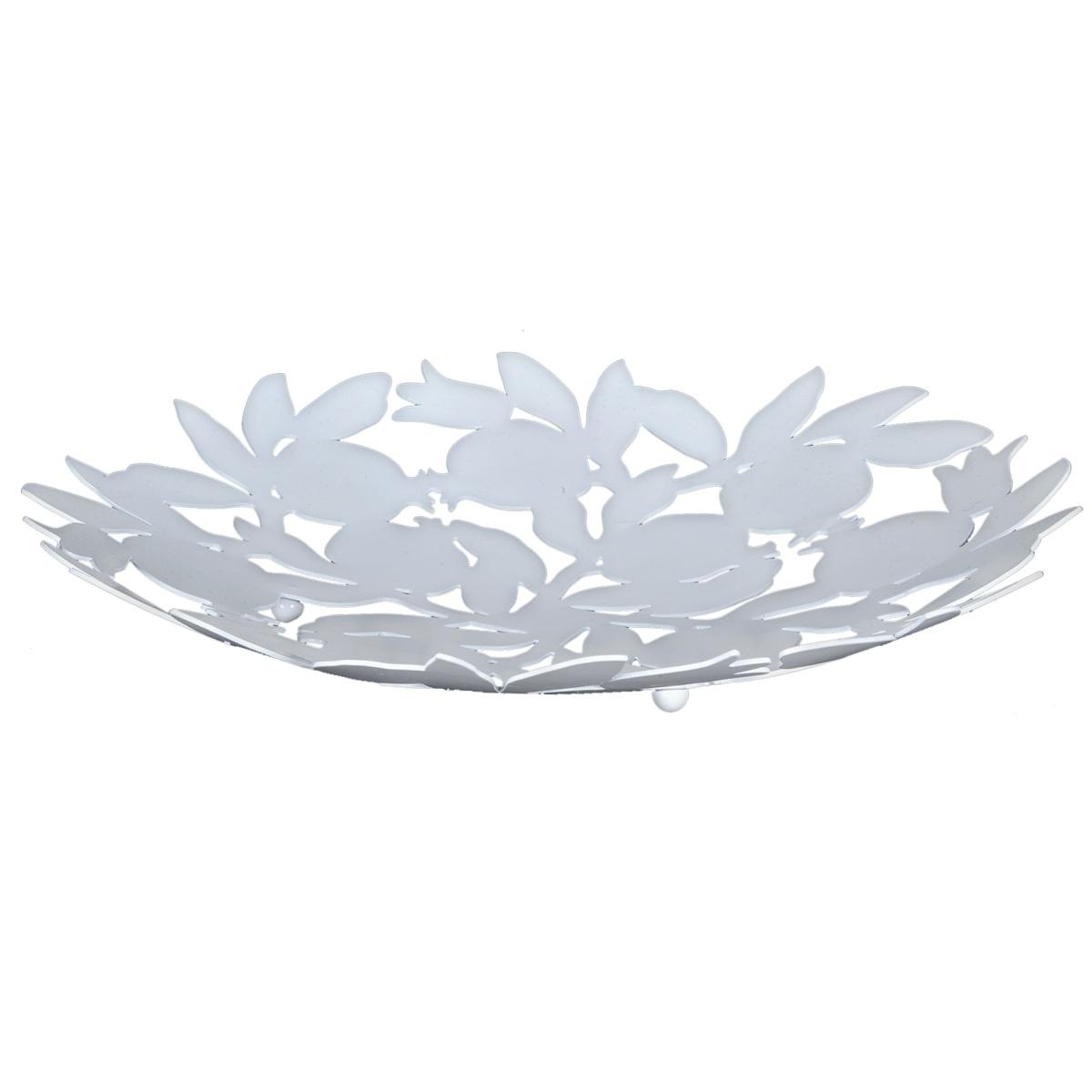 Porta frutta metallo melograno bianco 30 cm