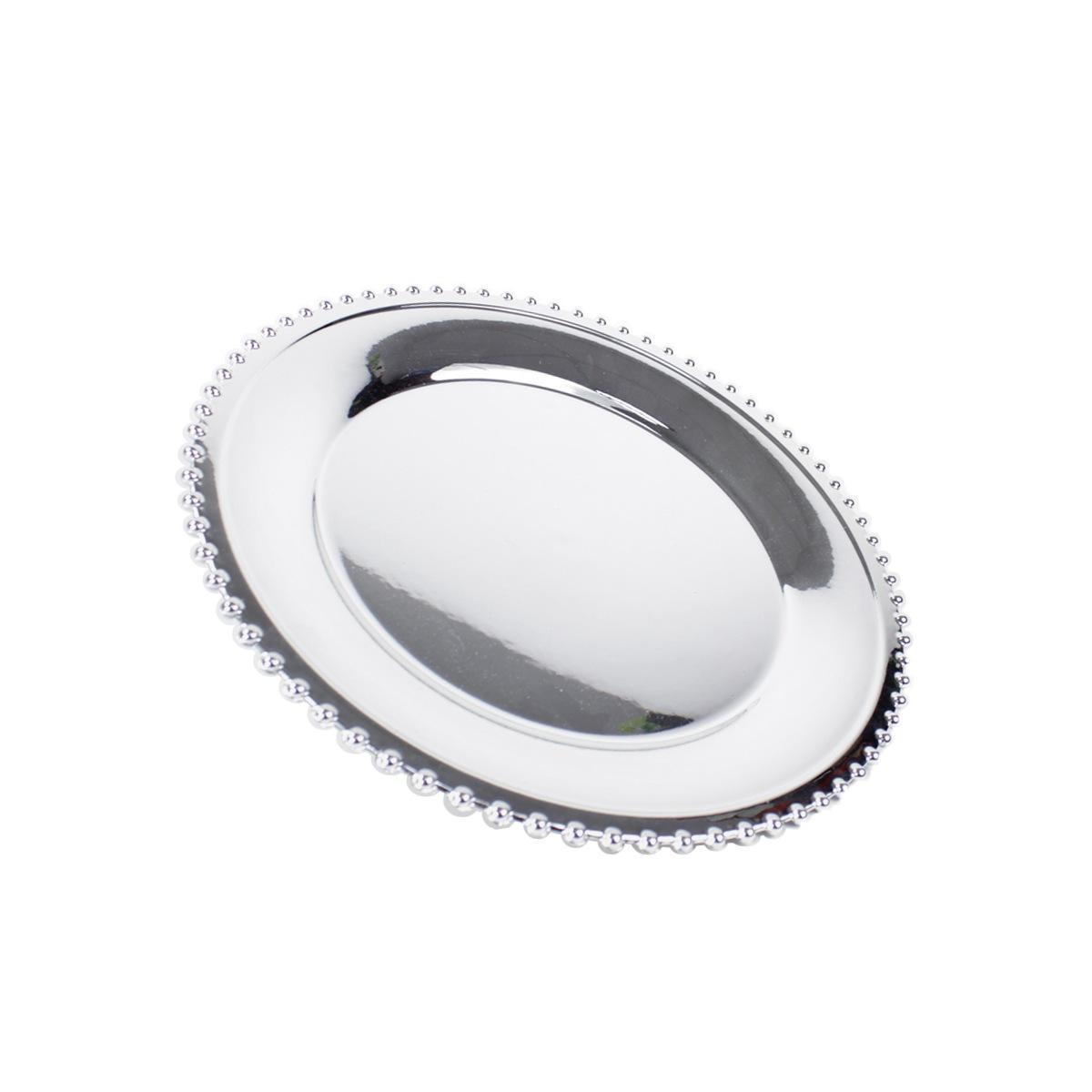 Piatto natalizio pvc argento lucido bordo Ø 33 cm