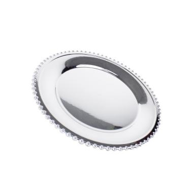 Piatto natalizio pvc argento lucido bordo Ø 33 cm