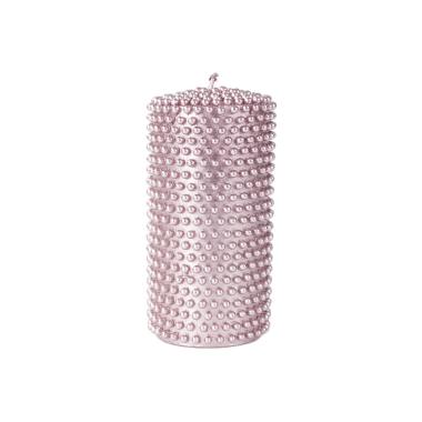 Candela natale rosa borchiata 7 cm