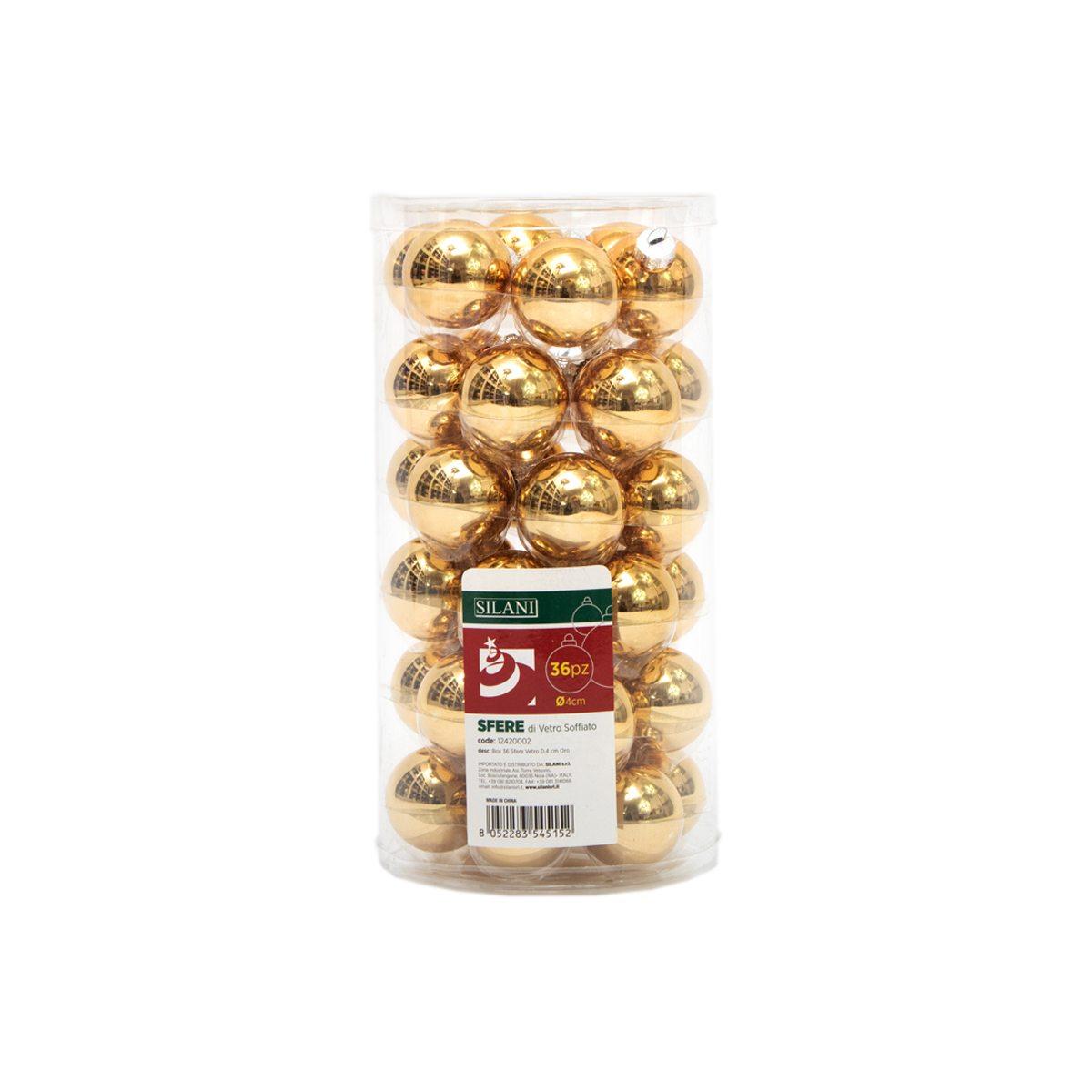 Pallina natalizia vetro oro lucido Set 36 pz