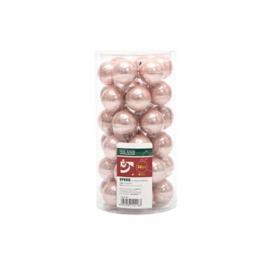 Pallina natalizia vetro rosa cipria Set 36 pz
