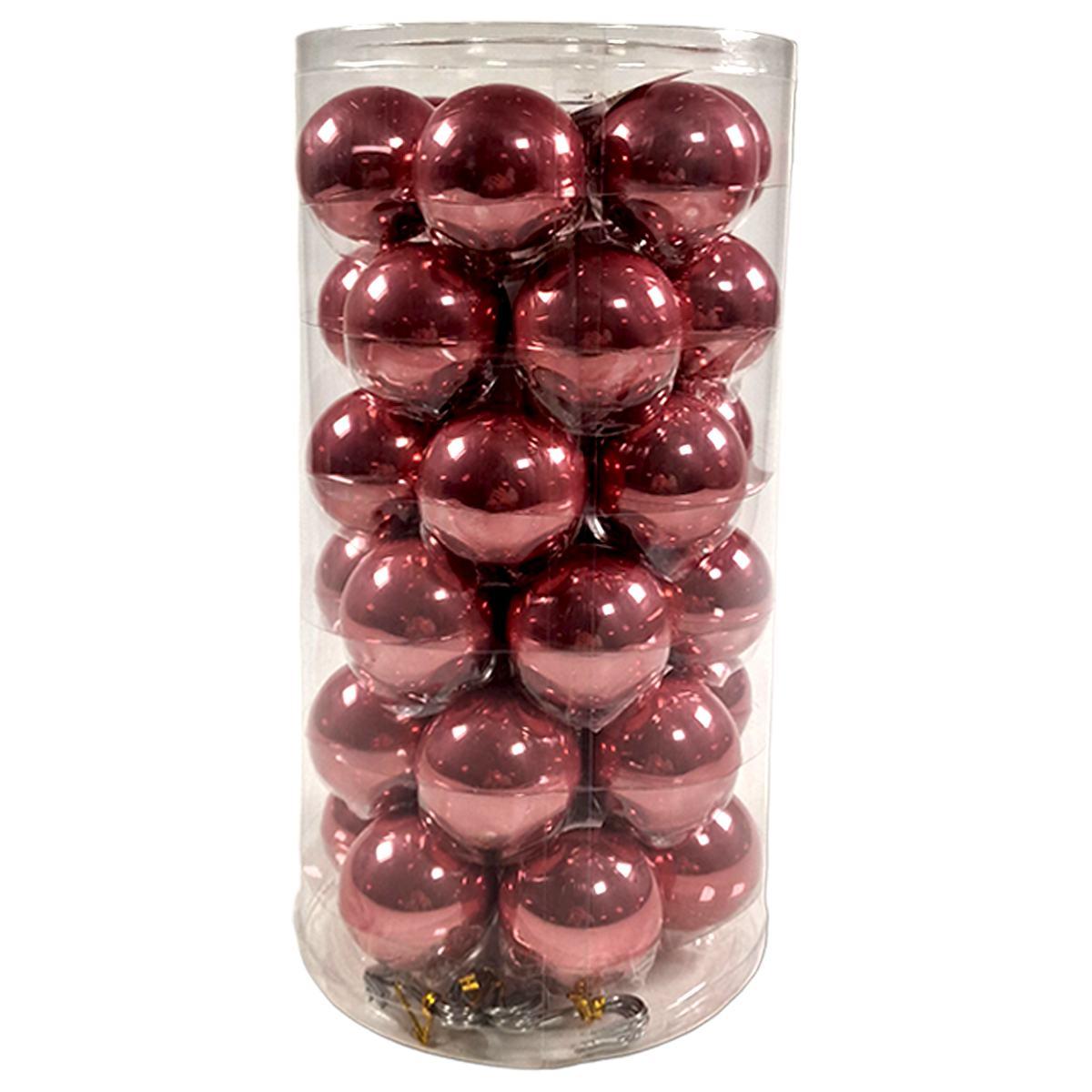Pallina natalizia vetro rosa Set 36 pz