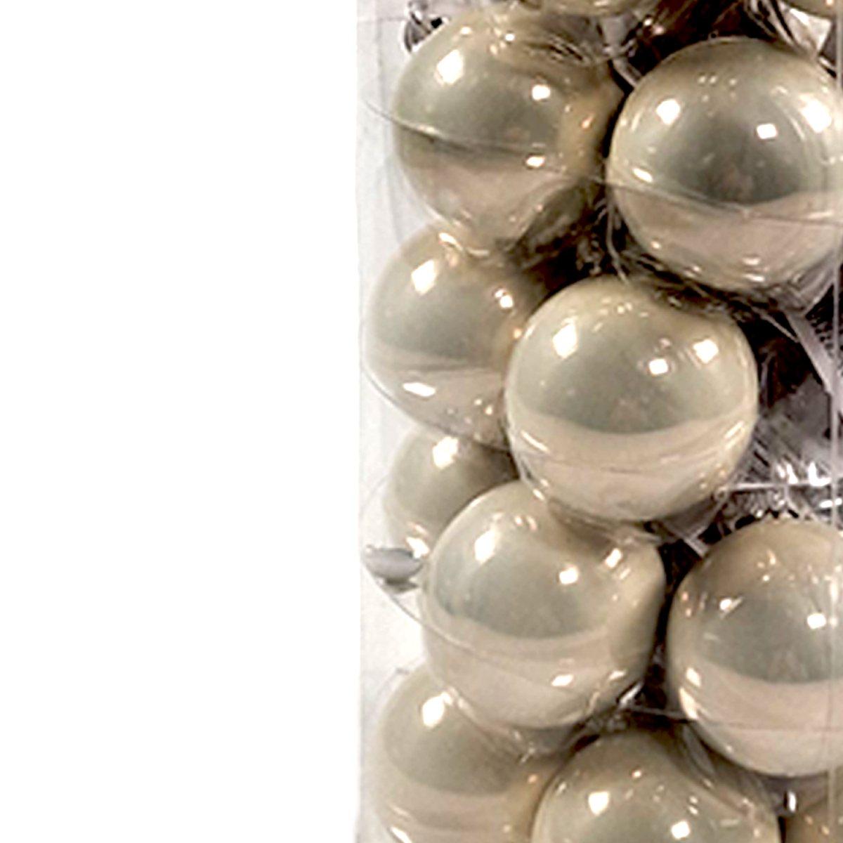 Pallina natalizia vetro bianco perla Set 36 pz