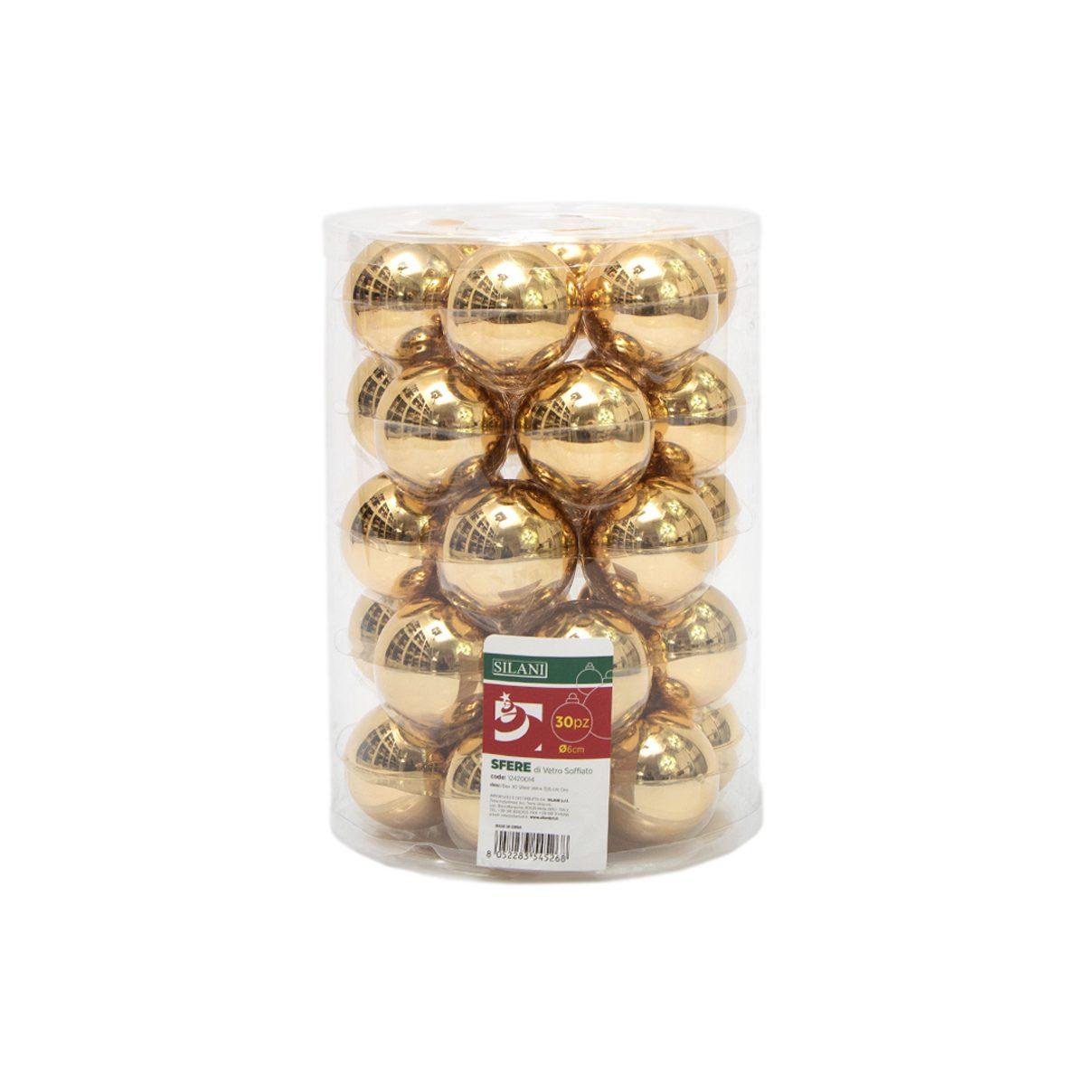 Pallina natalizia vetro oro lucide Set 30 pz