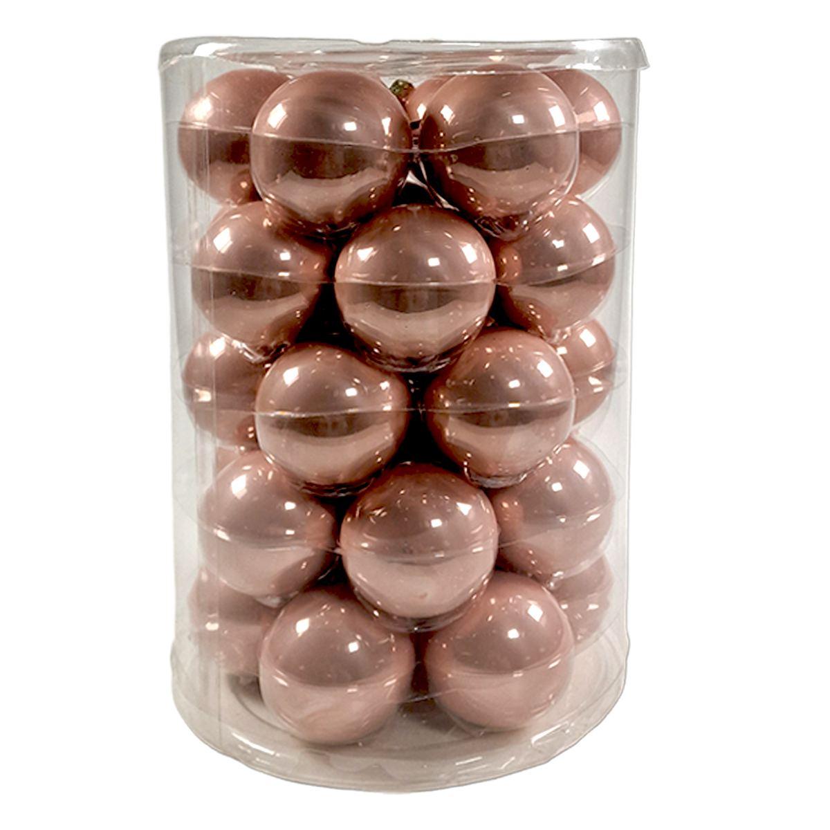 Pallina natalizia vetro rosa cipria lucide Set 30 pz