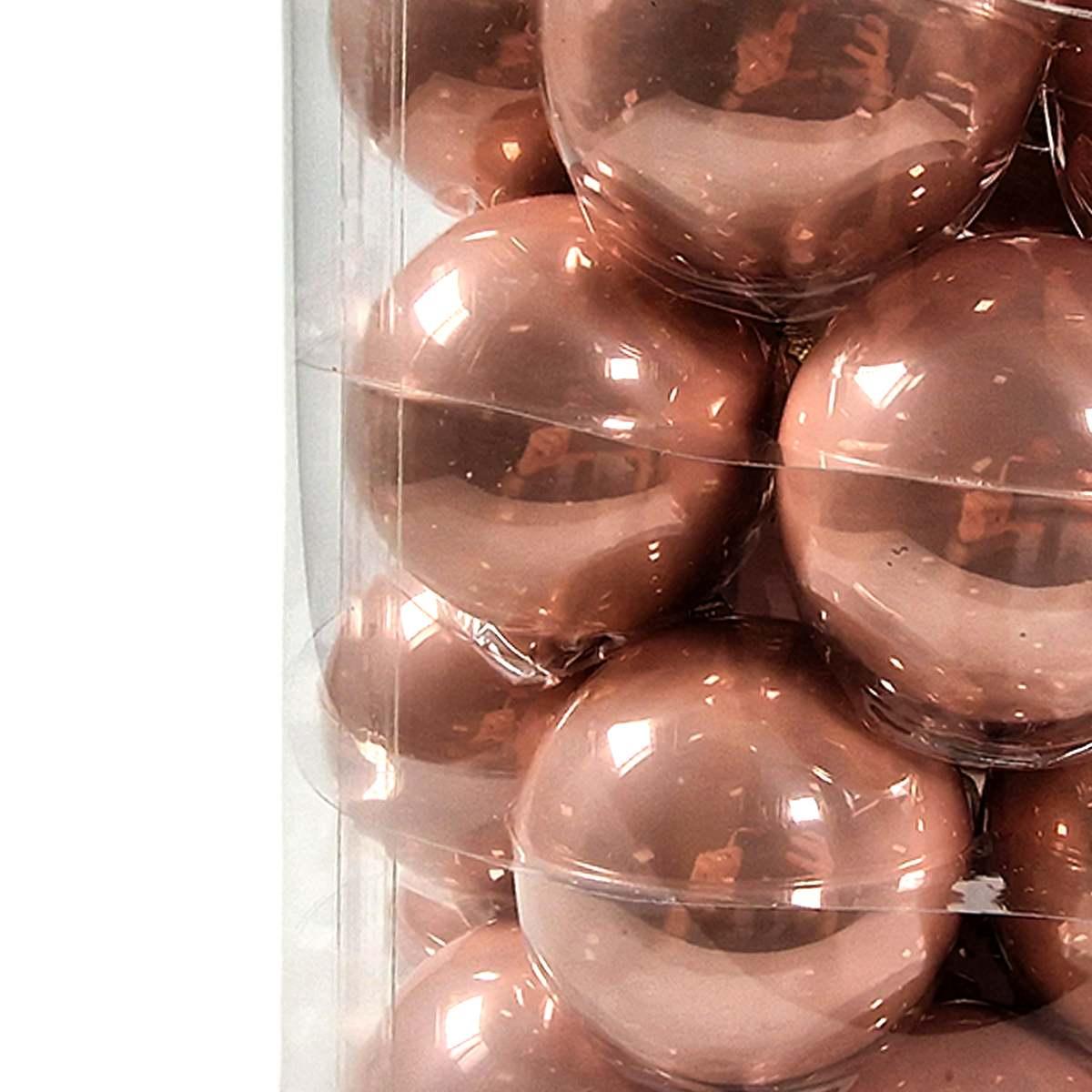 Pallina natalizia vetro rosa cipria lucide Set 30 pz