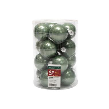 Pallina natalizia vetro verde oliva lucido Set 30 pz