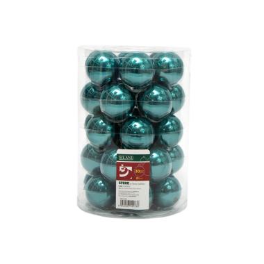 Pallina natalizia vetro blu petrolio lucide Set 30 pz
