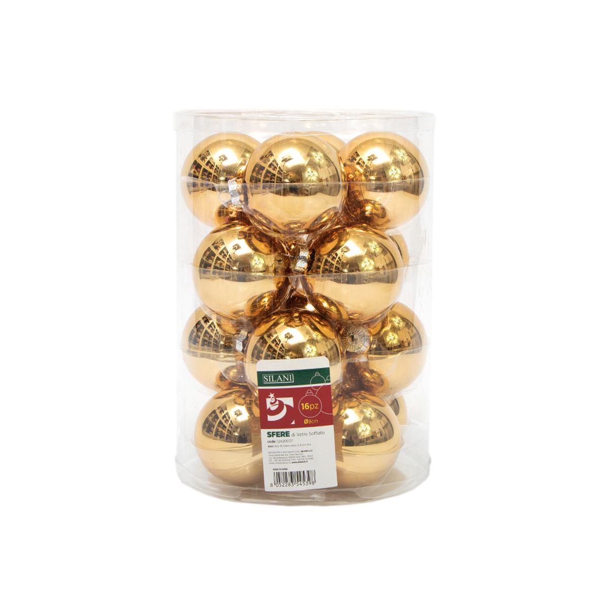 Pallina natalizia vetro oro lucido lucide Set 16 pz