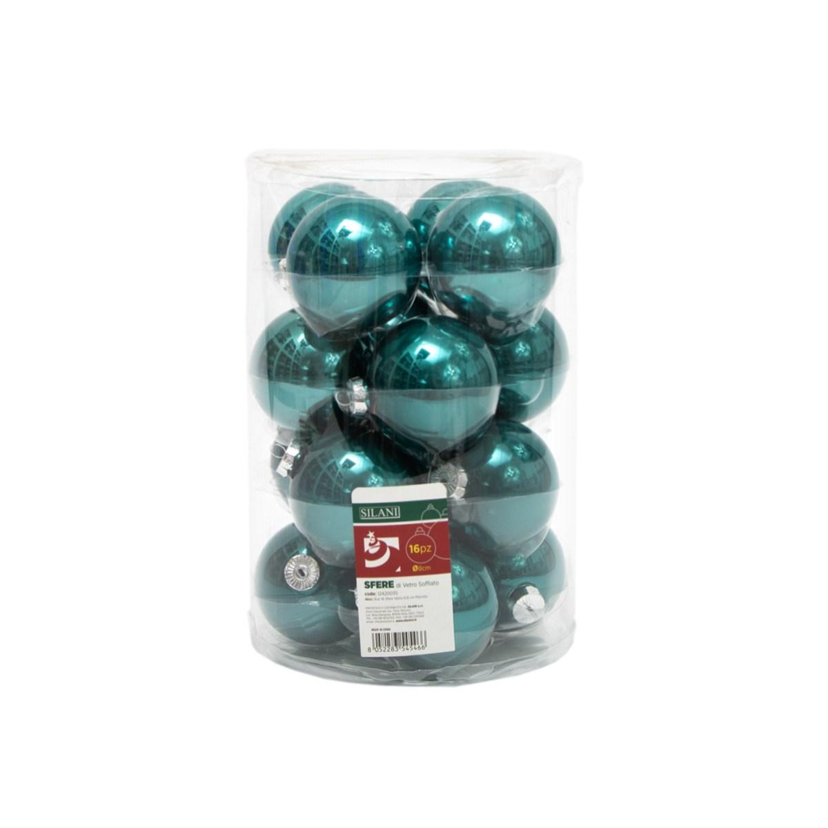 Pallina natalizia vetro blu petrolio Set 16 pz