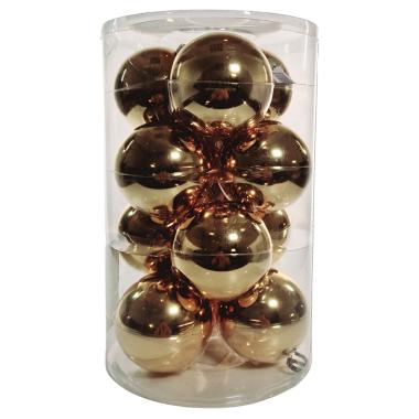 Pallina natalizia vetro oro lucido Set 12 pz