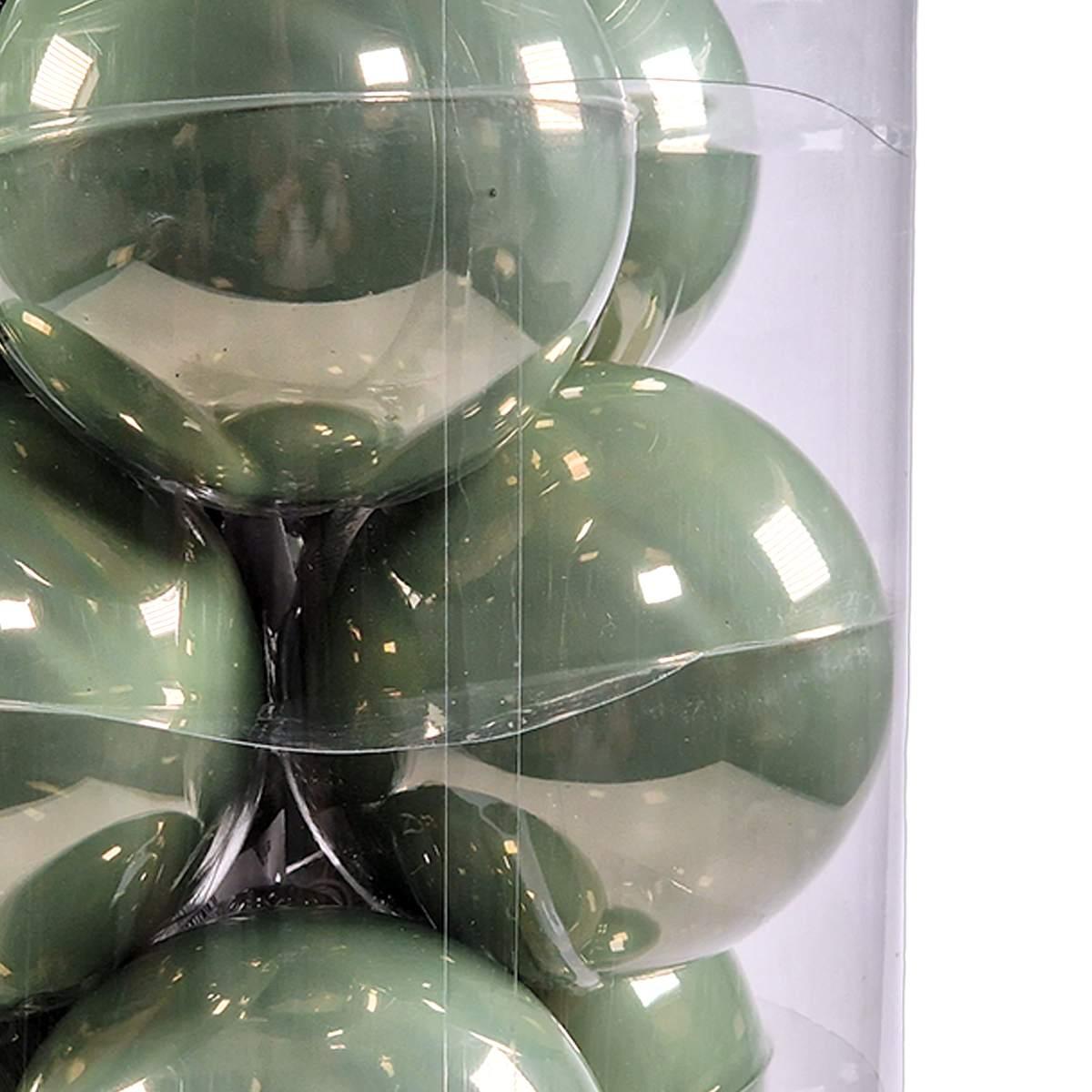 Pallina natalizia vetro verde oliva lucido Set 12 pz
