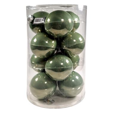 Pallina natalizia vetro verde oliva lucido Set 12 pz