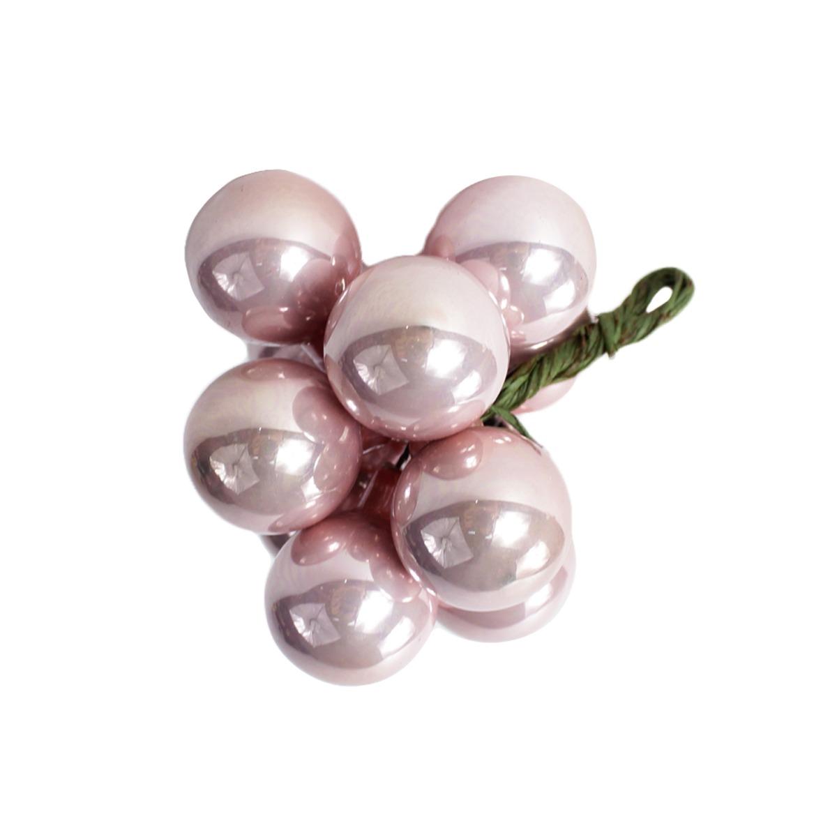 Pallina natalizia vetro rosa cipria lucido Set 12 pz