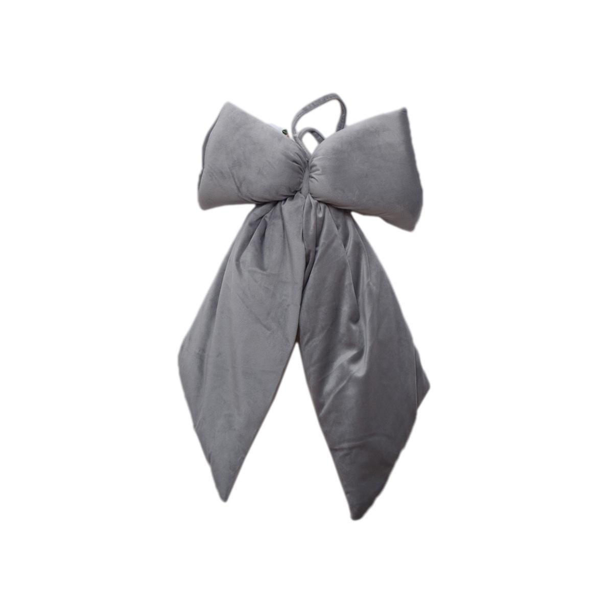 Decorazione natalizia fiocco velluto grigio 27 x 34 cm
