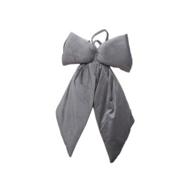 Decorazione natalizia fiocco velluto grigio 27 x 34 cm
