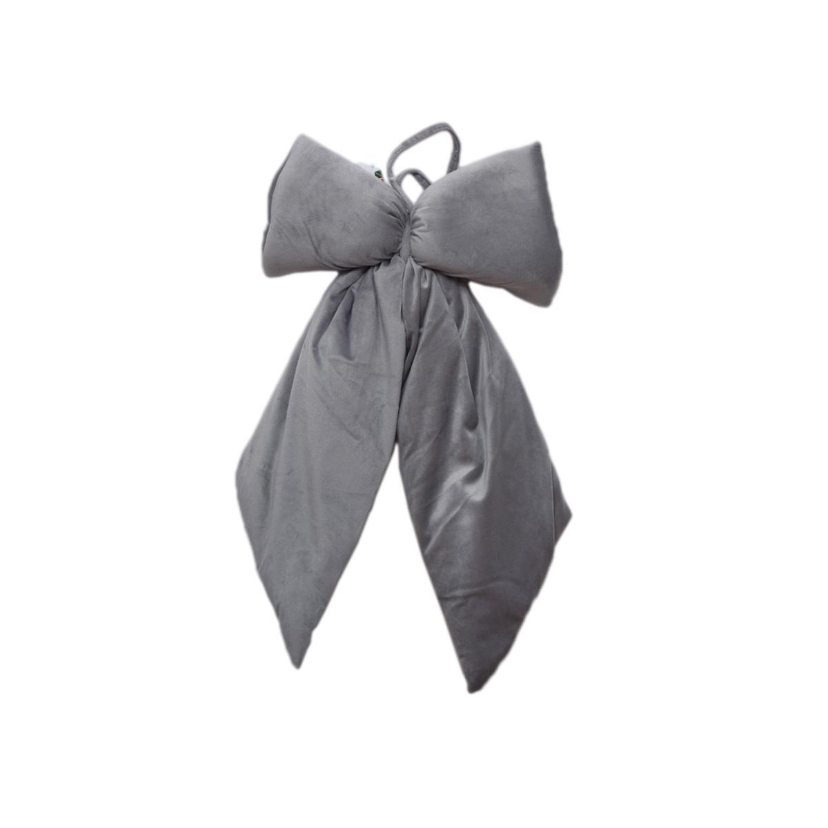Decorazione natalizia fiocco velluto grigio 35 x 60 cm