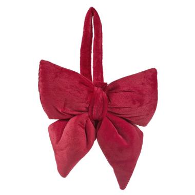 Decorazione natalizia fiocco velluto rosso 13,5 x 17 cm