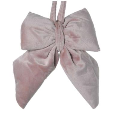Decorazione natalizia fiocco velluto rosa 13,5 x 17 cm