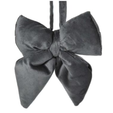 Decorazione natalizia fiocco velluto grigio 13,5 x 17 cm