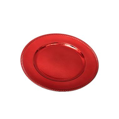 Piatto natalizio pvc rosso lucido bordo Ø 33 cm
