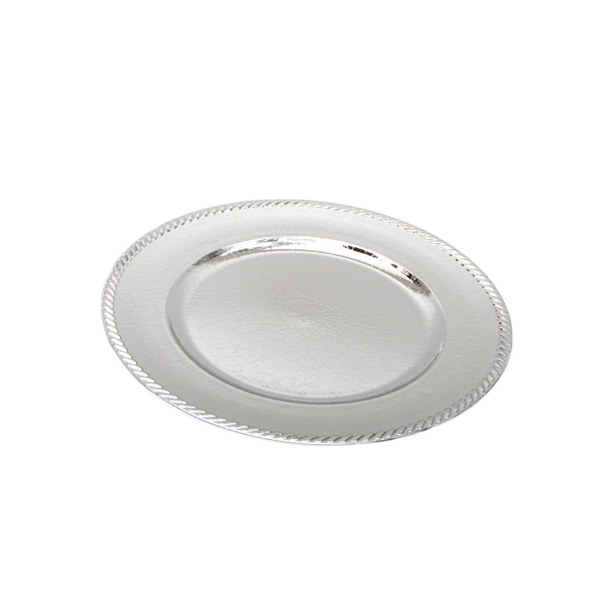Piatto natalizio pvc argento lucido bordo Ø 33 cm