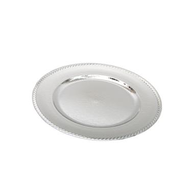 Piatto natalizio pvc argento lucido bordo Ø 33 cm