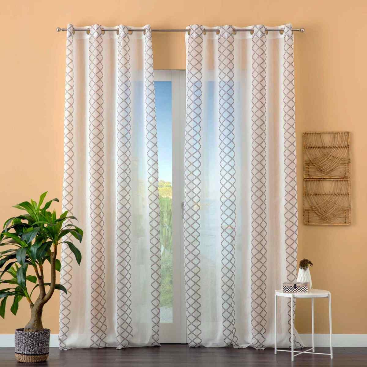 Tenda agra bianca tortora 140 x 280 cm