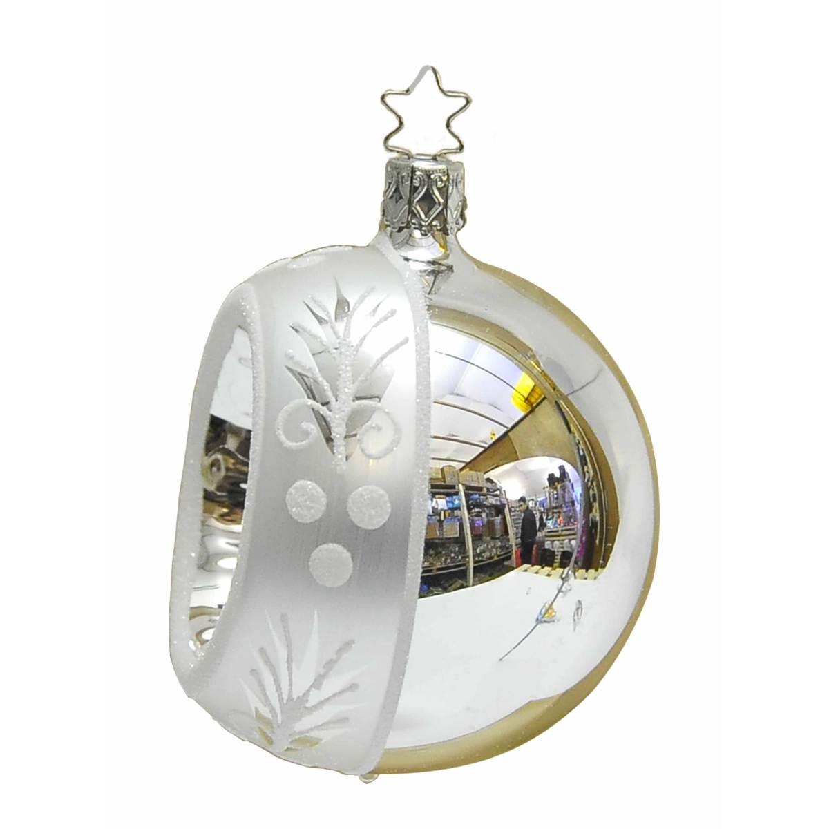 Pallina natalizia vetro collezione argento bianco Ø 8 cm