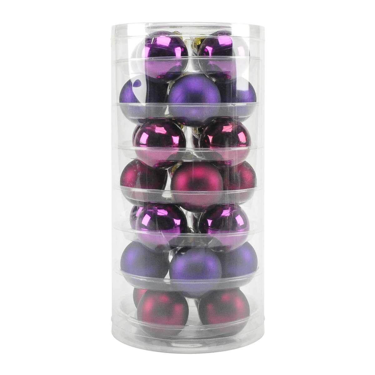 Pallina natalizia vetro viola Set 28 pz