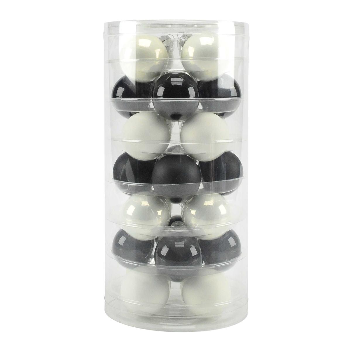 Pallina natalizia vetro bianco nero Set 28 pz