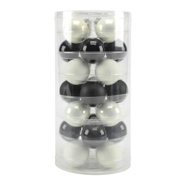 Pallina natalizia vetro bianco nero Set 28 pz