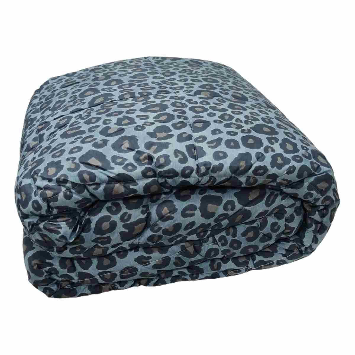 Trapunta matrimoniale leopard azzurra 60 x 260 cm
