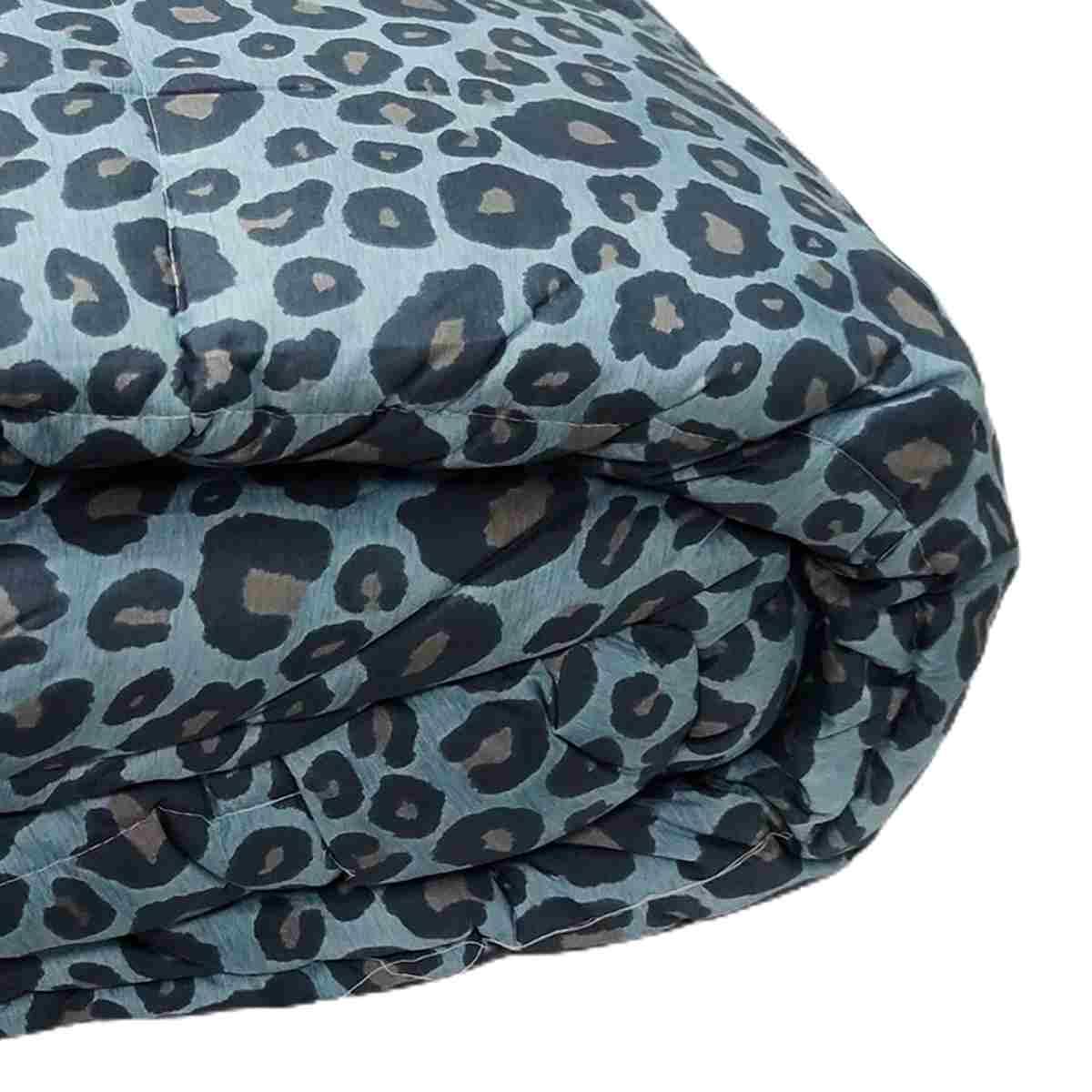 Trapunta matrimoniale leopard azzurra 60 x 260 cm