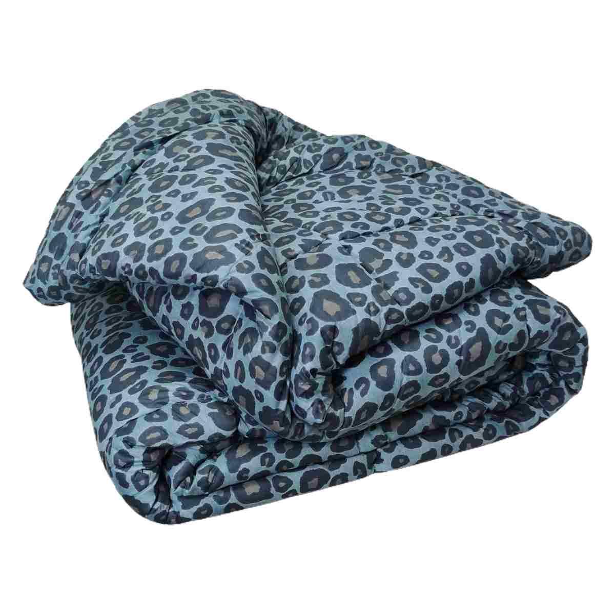 Trapunta matrimoniale leopard azzurra 60 x 260 cm