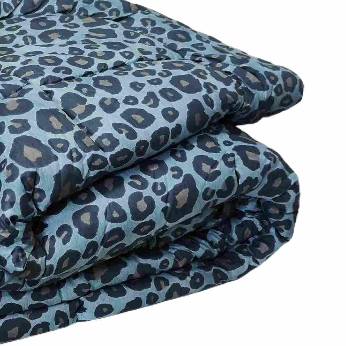 Trapunta matrimoniale leopard azzurra 60 x 260 cm