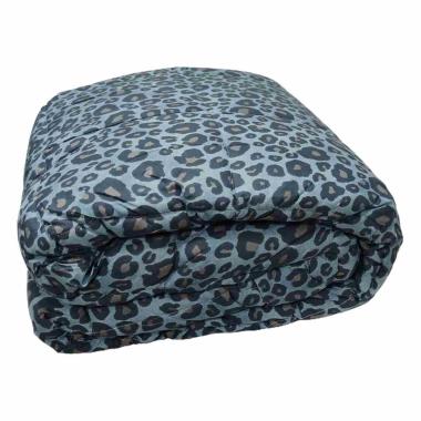 Trapunta matrimoniale leopard azzurra 60 x 260 cm