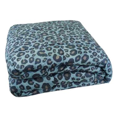 Trapunta 1 piazza mezza leopard blu avio 20 x 260 cm