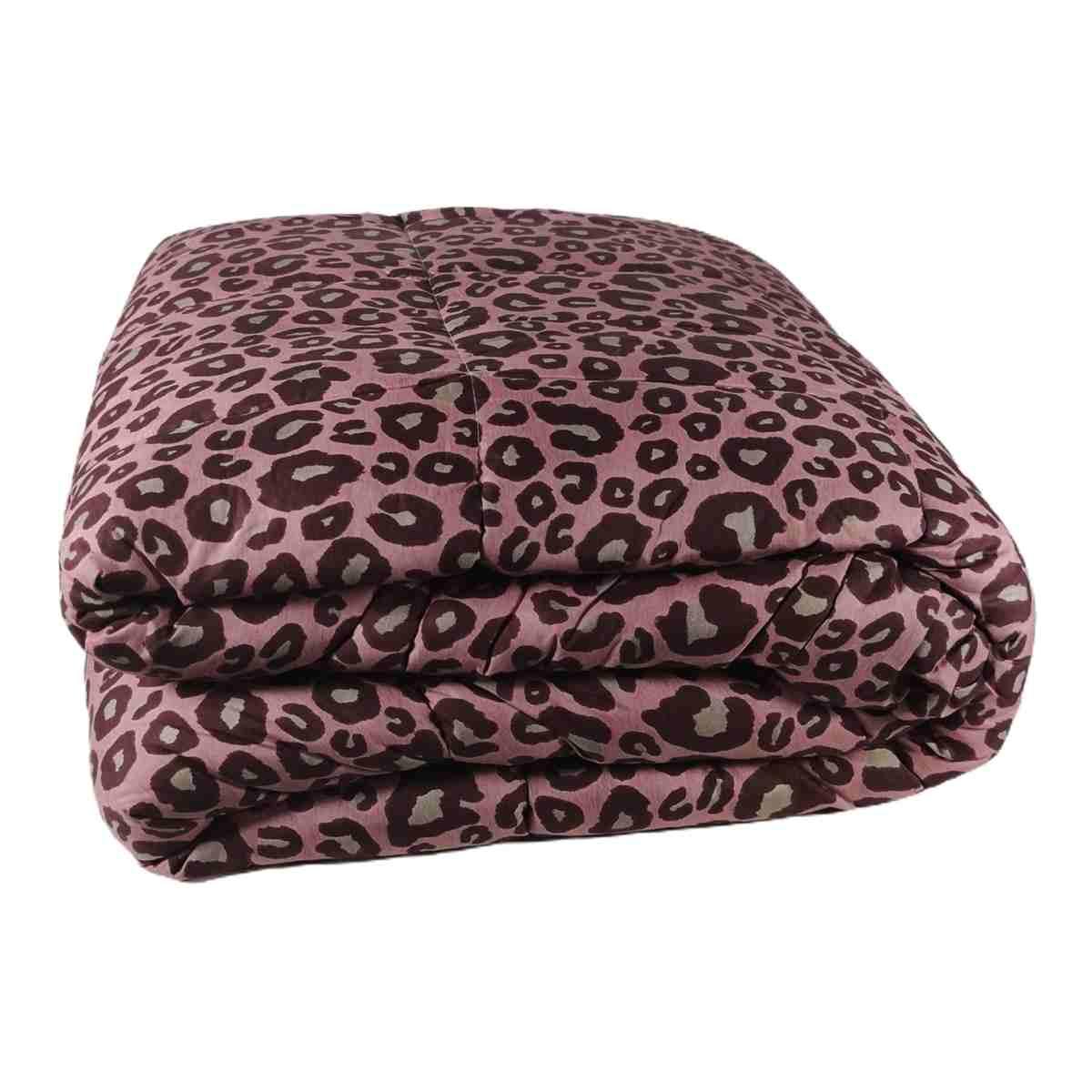 Trapunta 1 piazza mezza leopard rosa 20 x 260 cm