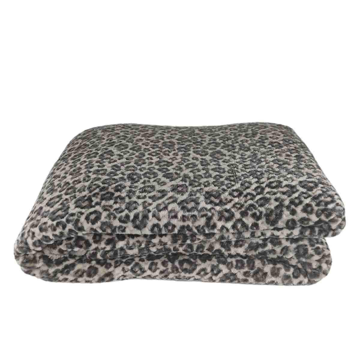Coperta plaid leopard marrone 130 x 160 cm