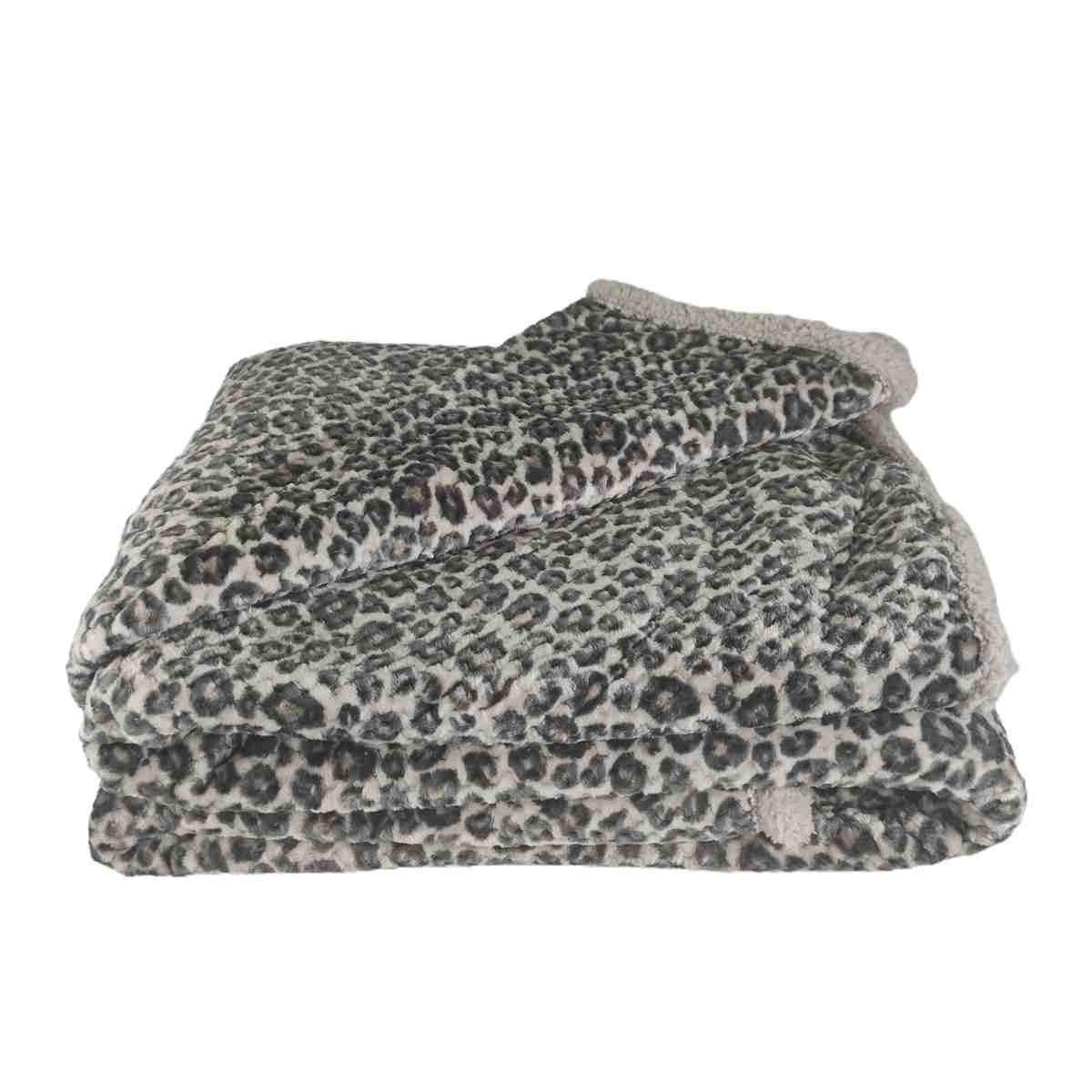 Coperta plaid leopard marrone 130 x 160 cm