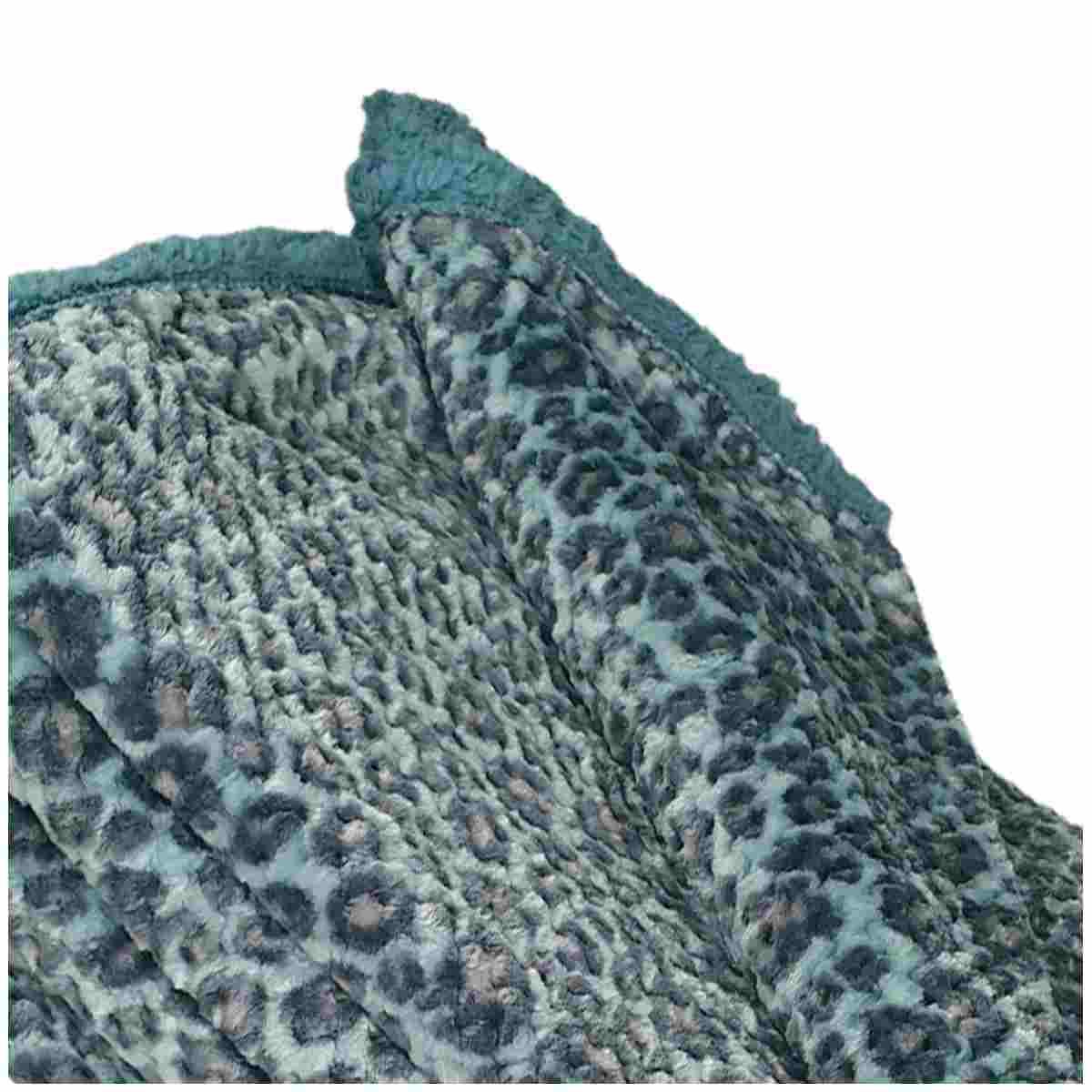 Coperta plaid leopard azzurra 130 x 160 cm