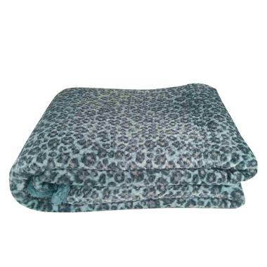 Coperta plaid leopard azzurra 130 x 160 cm
