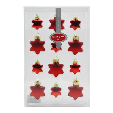 Pallina natalizia vetro stelle rosse Set 12 pz